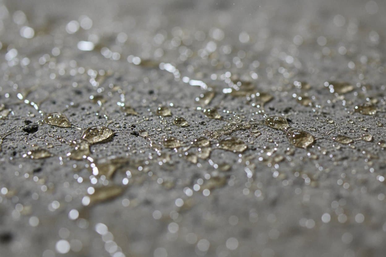 Flake chip detail on a cured basement epoxy floor.