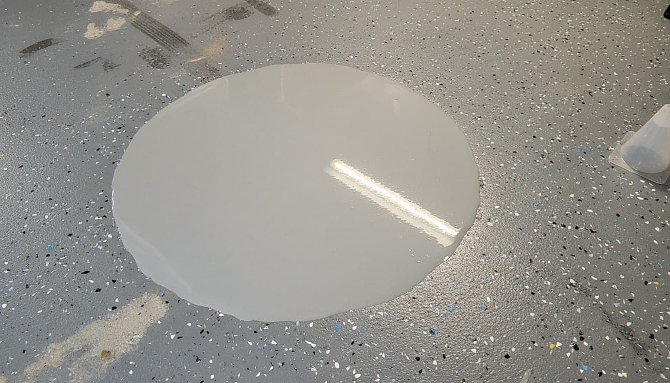 Garage after epoxy repair and recoat with flake.